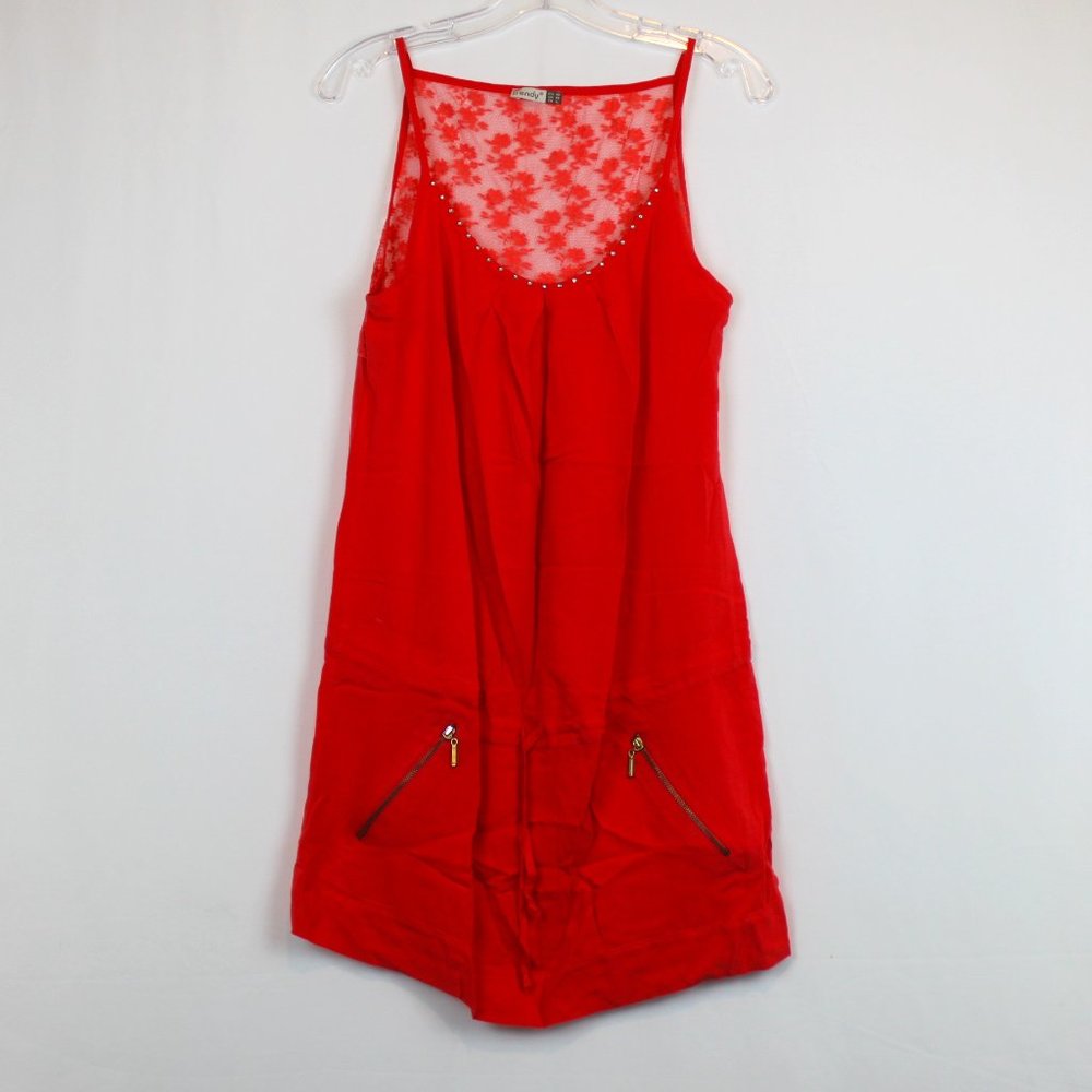 Trendy Size 40 Coral Drawstring Waist Dress